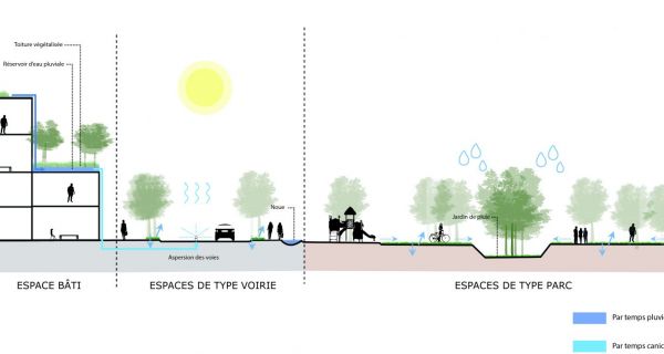 La gestion de l'eau pluviale en milieu urbain, une contrainte r&eacute;glementaire et technique, une opportunit&eacute; et un outil pour r&eacute;int&eacute;grer une r&eacute;elle nature dans la ville