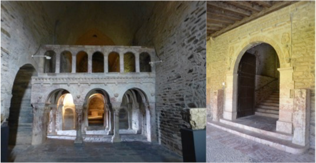 À gauche, le prieuré Sainte-Marie de Serrabona ; à droite, l’abbaye de Saint-Michel de Cuxa. © Olivier Weets Architecte.