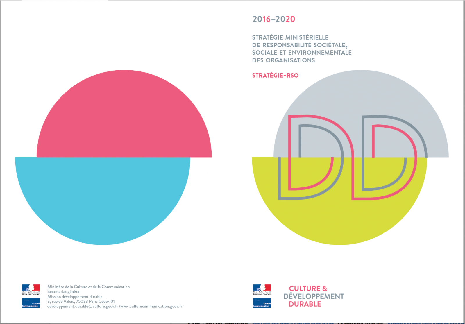 La nouvelle Stratégie-RSO 2016-2020 du ministère de la Culture et de la Communication (Couverture du livret). © MCC